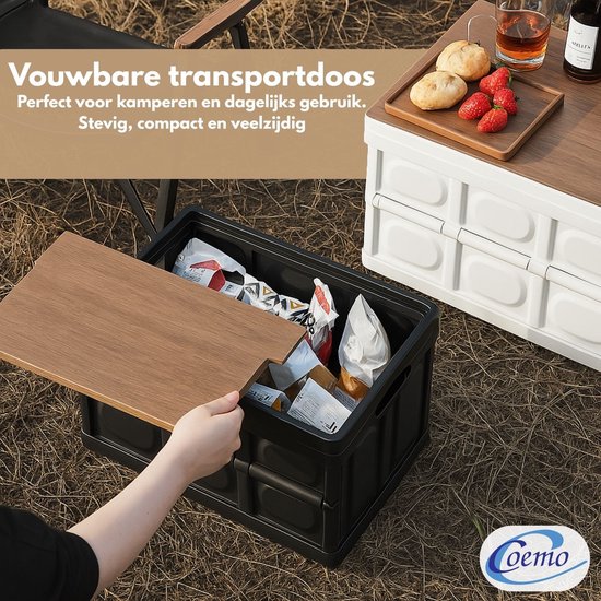 Opvouwbare opbergdozen met deksels, kratten met deksels, plastic opbergbakken, stapelbare, opvouwbare multifunctionele doos voor kleding, speelgoed, boeken, voedsel, opbergcontainers, wit — afbeelding 5