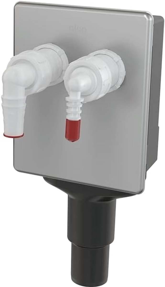 Apparaat Sifon Inbouw - Afvoer Aansluiting - Wasmachine Vaatwasser - Dubbele Geurafsluiter - 17-23mm 9-16mm - Zilver