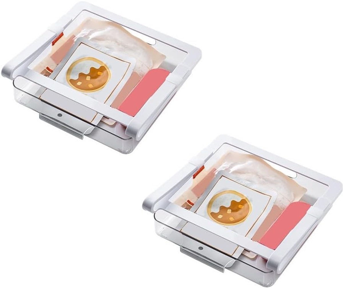 Koelkast Lade Organizers - Keuken Opbergers - Voedsel Opslag - Uittrekbaar Ontwerp - 24 x 24 x 8 cm - Wit