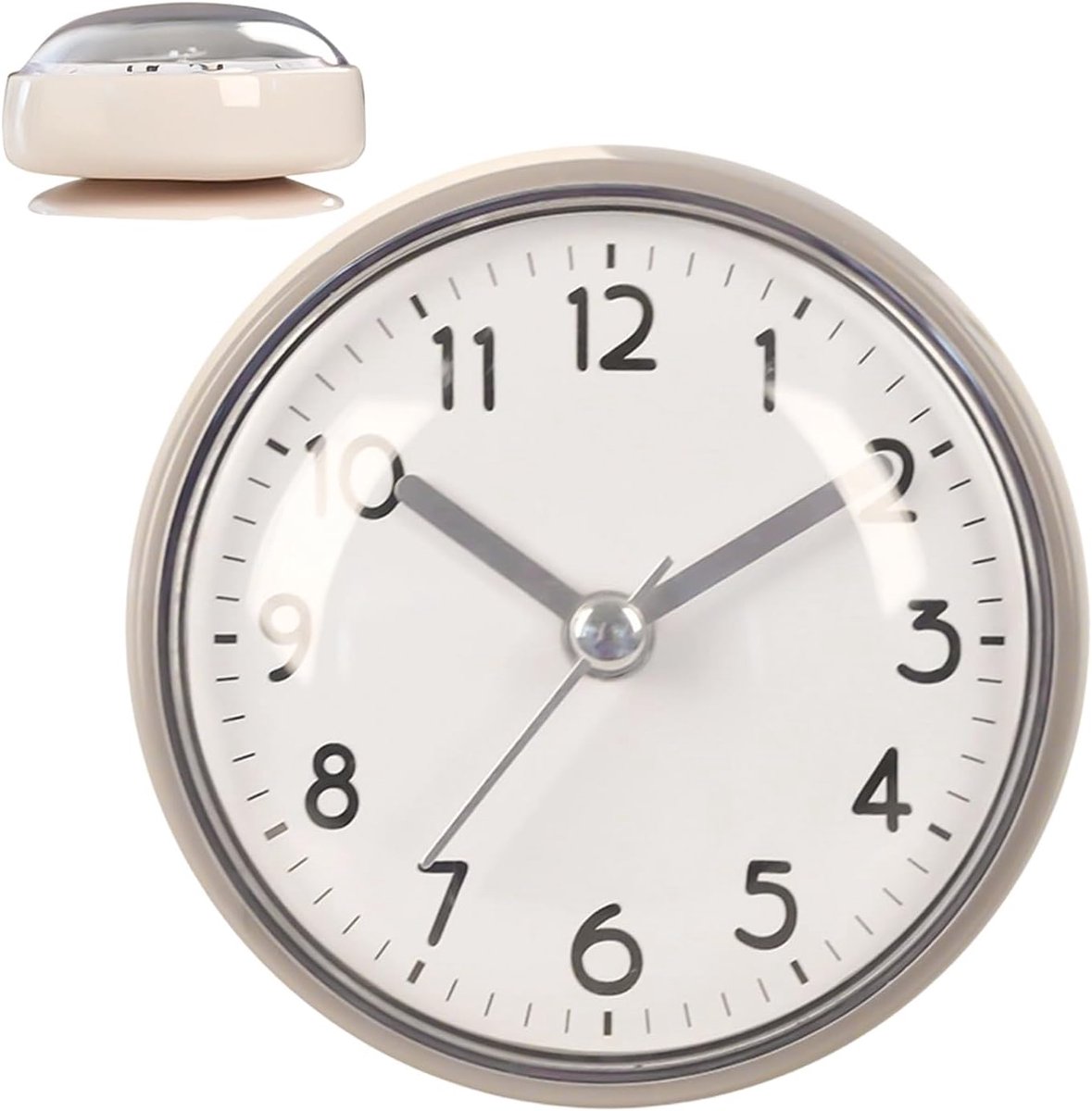 Badkamerklok - Kleine Wandklok - Waterdicht Gebruik - Sterke Zuignap - 3 Inch Display - Grijs