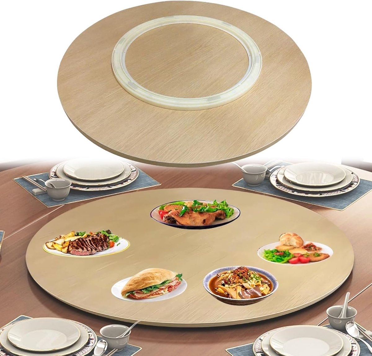 Draaibare Tafel - Rond Dienblad - Gemakkelijk Delen - Stille Lagers - Tot 100cm - Zes Kleuren