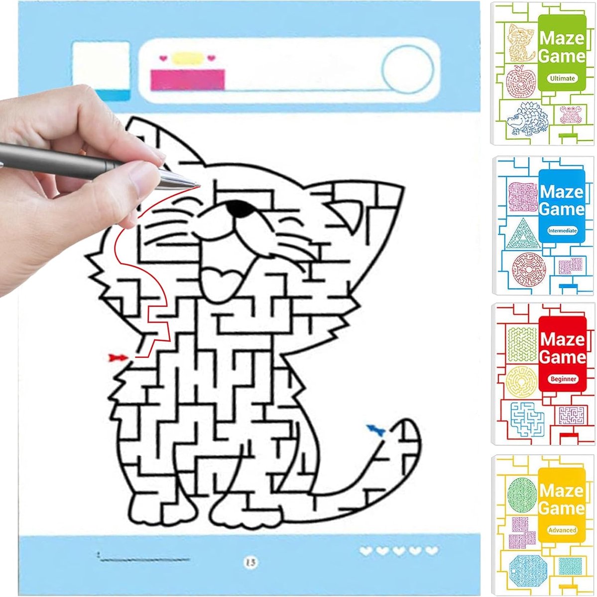 Labyrinthboek Kinderen - Puzzel Speelgoed - Logisch Denken - Educatief Papier Speelgoed - 4 Stuks - Multicolor