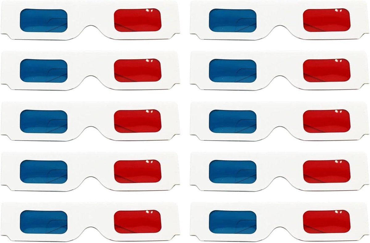 3D Bril - Stereoscopische Bril - 3D Films Kijken - Rood en Blauw - 2x2x2 cm