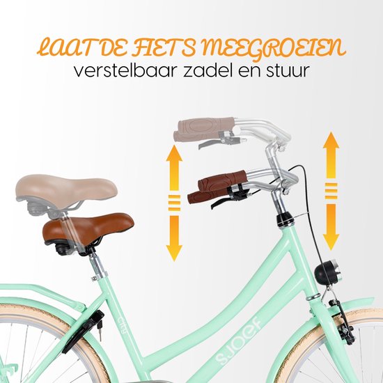 SJOEF City Meisjesfiets 22 inch - Kinderfiets 7, 8 & 9 jaar - LED verlichting - Inclusief Slot - Omafiets 22 inch - Turquoise van SJOEF — afbeelding 3