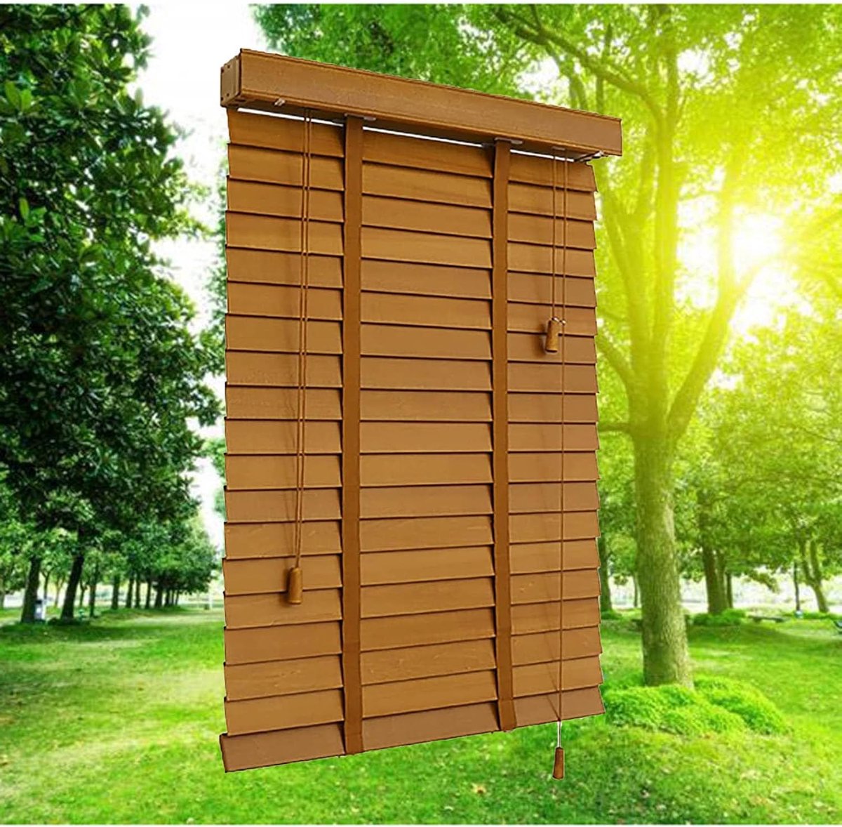 Houten Jaloezieën - Horizontale Blinds - Privacy Creëren - Natuurlijk Massief Hout - 50mm