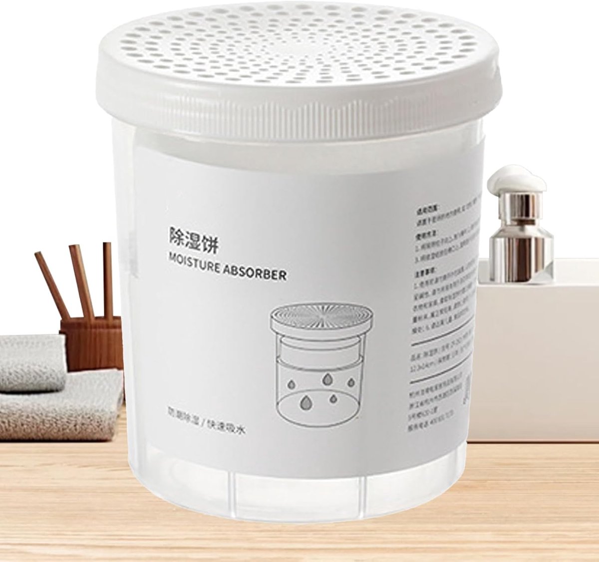 Vocht Absorber - Luchtontvochtiger Kast - Vochtige Ruimtes - Lekvrij Ontwerp - 13.9D x 12.2W x 13.9H cm - Dehumidification Bucket