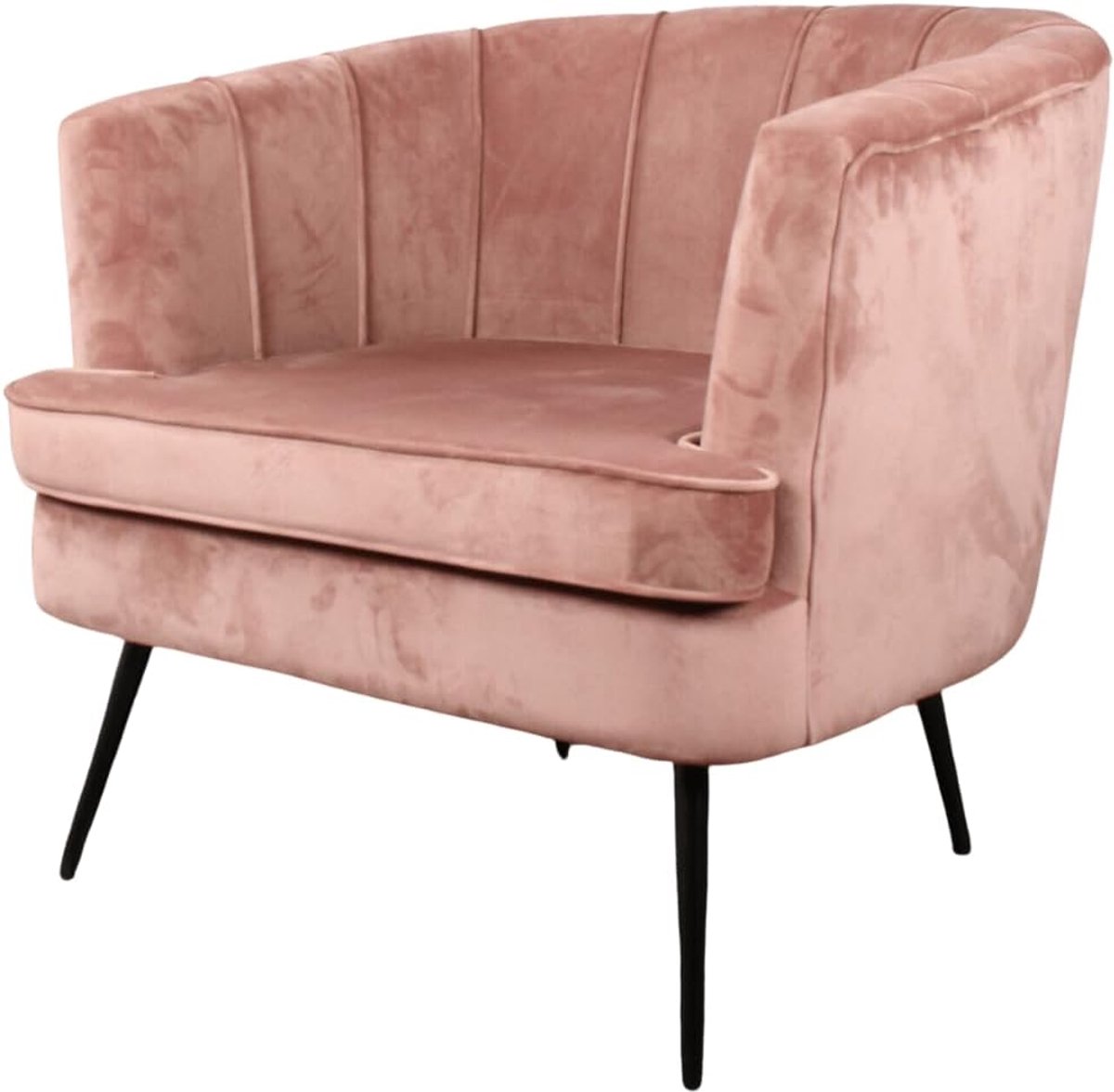 Fauteuil Velvet - Comfortabele Stoel - Ontspannen Zitten - Gouden Pootjes - 69x78x75 cm -