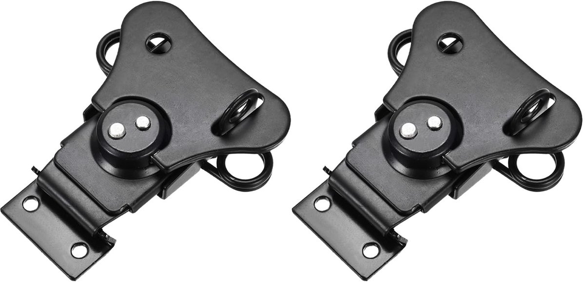 Allecto - Veerbelaste vlinder twist vergrendeling - Tuimelklemmen - IJzeren beplating - Sleutelgat - Voor koffers houten kist - Zwart