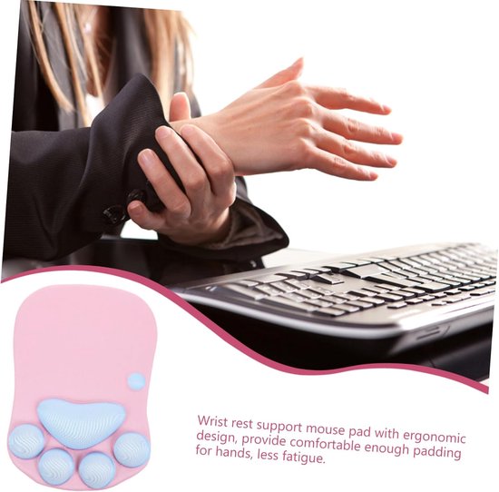 Gaming Muismat Polssteun - Desktop Accessoire - Comfortabel Werken - Ergonomisch Ontwerp - 27 x 195 cm - Roze Blauw — afbeelding 5