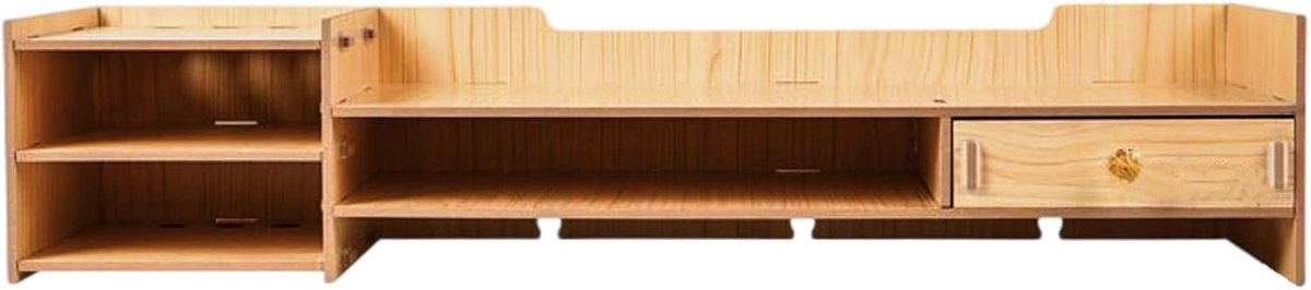 Monitor Verhoger Bureau - Bureau Organisatie - Werkplek Opruimen - Houten Constructie - 63.5x20x13.5 cm - Wit