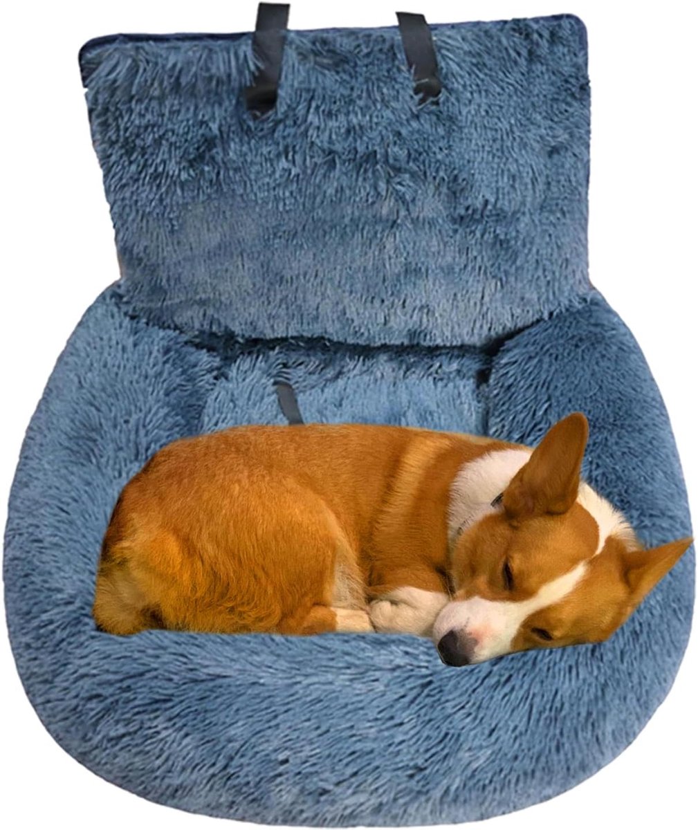 Hondenautostoel - Reisbed Hond - Veilig Autorijden - Afneembaar Pluche - 30x25x17 cm - Donkergrijs