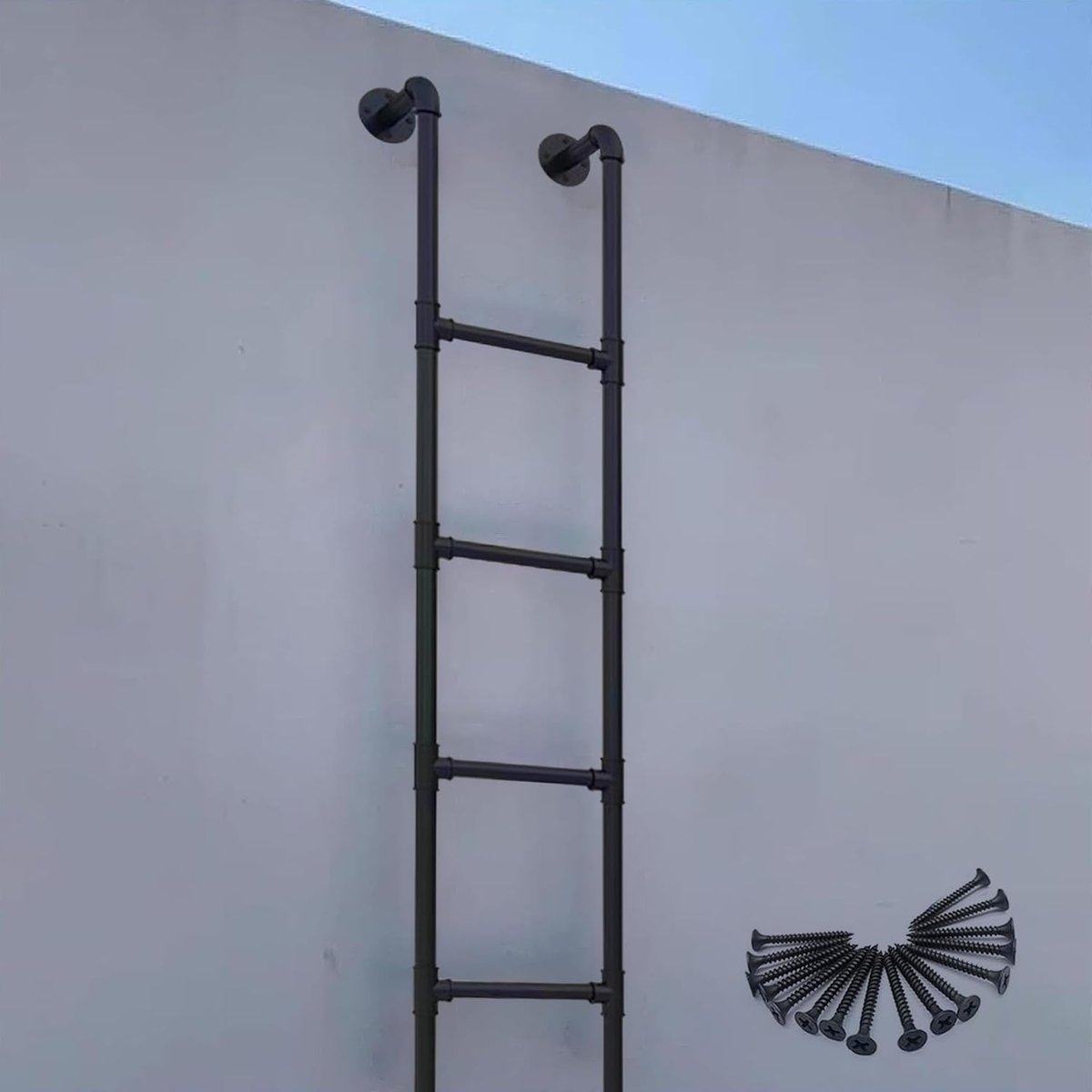 Nooduitgangsladder - Veiligheidstrap - Stapelbed Toegang - Verdikt Metaal - 1.1 Meter - Zwart