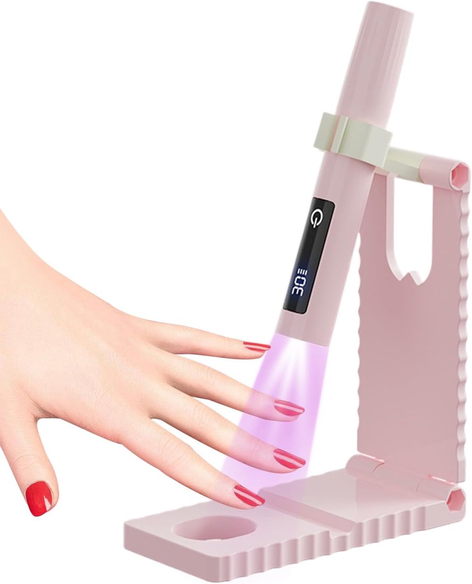 Draagbare UV-lamp - Nageldroger Handheld - Gel Nagels Uitharden - USB Oplaadbaar LCD - 2.8 x 13.1 cm - Roze