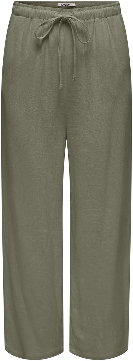ONLY - ONLSIESTA MW PULL-UP LINEN BL PNT NOOS Dames Broeken - Deep Lichen Green - Maat - W25 X L30