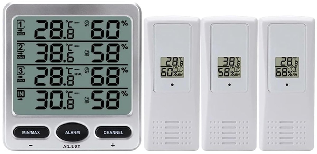 Weerstation Digitaal - Binnen Buiten Monitor - Temperatuur Vochtigheid - Draadloze Trendsensoren - 100 Meter Bereik