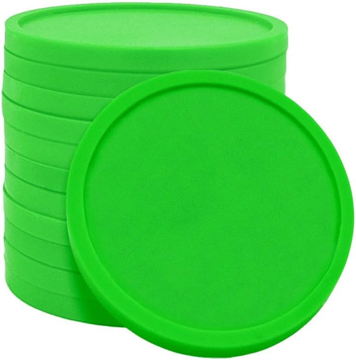 Blanco munten - Consumptiemunten plastic - Evenementen en spel - Verhoogde rand - Ø29mm 500 stuks - Neon groen