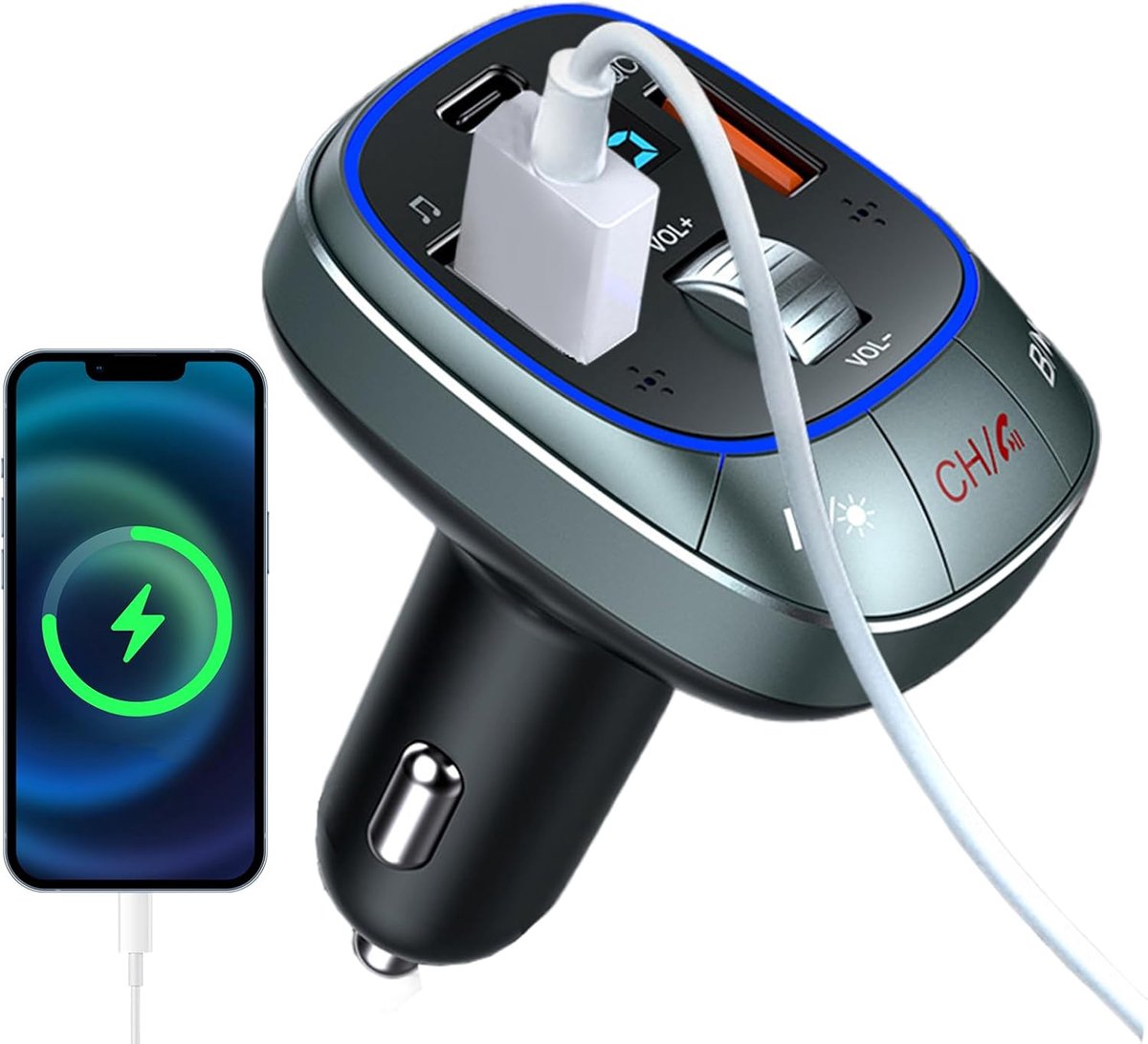 Draadloze Autoadapter - Muziek Streaming - Handsfree Bellen - Dubbele Laadpoorten - 20x5x5cm - Zwart