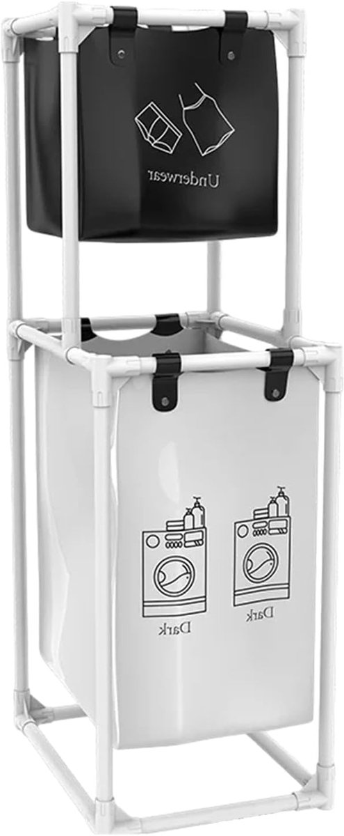Wasmand met vakken - Sorteren Kleding - Efficiënt Wassen - Duurzaam Ontwerp - 56 x 39 x 95 cm