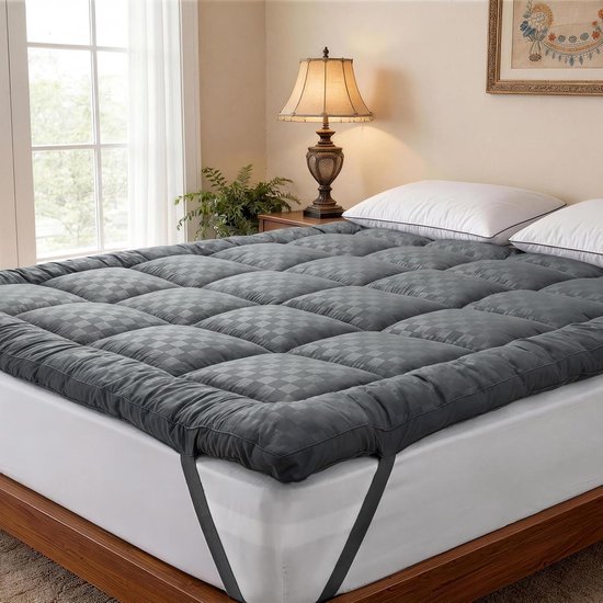 Matras Topper - Bed Verbeteraar - Extra Slaapcomfort - Hypoallergeen Materiaal - 180x200 cm - Grijs