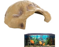 Reptielen Rots Grot - Verbergende Aquarium Decoratie - Aquarium Inrichting - Natuurlijke Uitstraling - Grijs