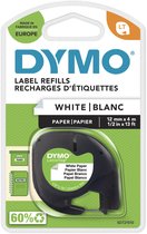 DYMO LetraTag originele papieren labels | Zwart afdrukken op witte etiketten | 12 mm x 4 m | Zelfklevende multifunctionele labels voor LetraTag labelprinters | gemaakt in Europa