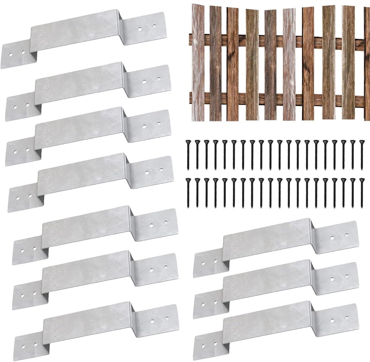 Hekpaalhouders Metaal - Paalbevestiging Hout - Stevig Hekwerk - Verzinkte Bescherming - 10 Stuks