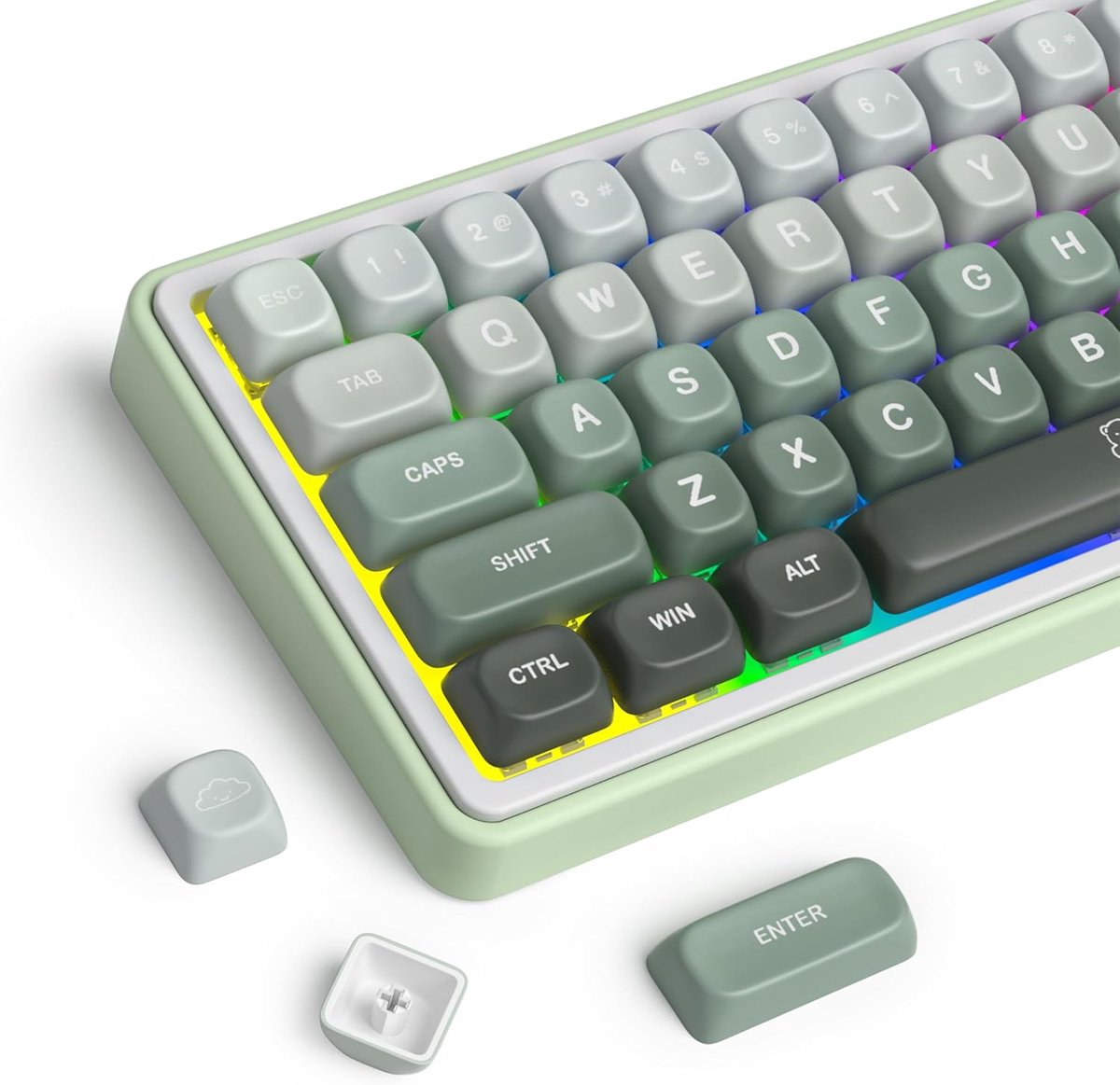 Keycaps Set - PBT Keycaps - Mechanisch Gaming - 5-Zijdig Dye-Sub - 132 Toetsen - Groen Gradient