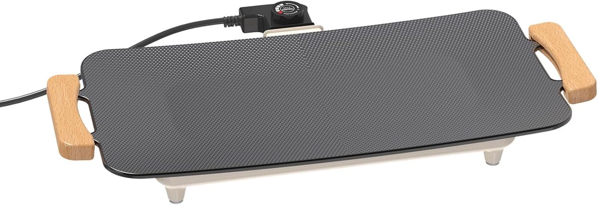 Elektrische Bakplaat Gourmet Grill Familie Maaltijden Snelle Opwarming 51x30 cm Beige