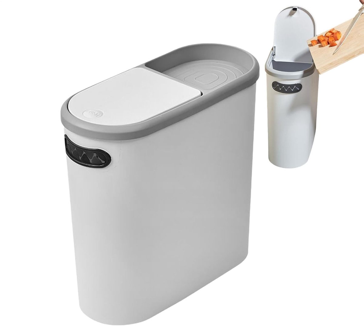 Keukenprullenbak - Afvalbak - Hygiënisch Afvalbeheer - Smal Ontwerp - 10 Liter
