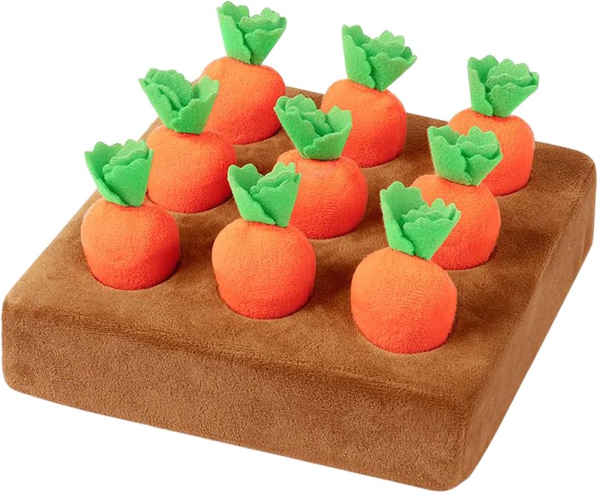 Snuffelmat Hond - Voedselpuzzel Speelkleed - Mentale Stimulatie - Met 9 Wortelen - 19.5x19.5 cm - Multicolor