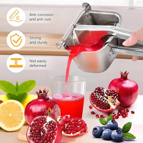 Handmatige Citruspers - Vruchtensap Maker - Verse Sappen - Roestvrij Staal - 22 x 11 cm - Zilverkleurig — afbeelding 3