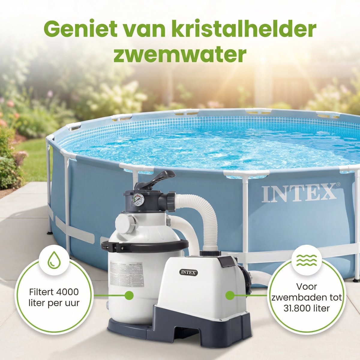Intex 26644GS Zandfilterpomp - SX1500 - 4000 liter per uur - Zwembadfilterpomp - Zandfilter - Filterpomp - Zwembadwater - Zwembadonderhoud – foto 4