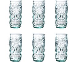 Cocktailglazen Set - Longdrinkglazen Tiki - Feestelijke Drankjes - Uniek Tiki-design - 550 ml per glas - Transparant