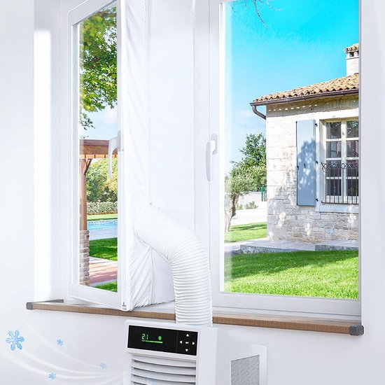 Airco raamafdichting kit 300 cm – afdichtset draagbare airconditioner en droger, wit, zonder boren