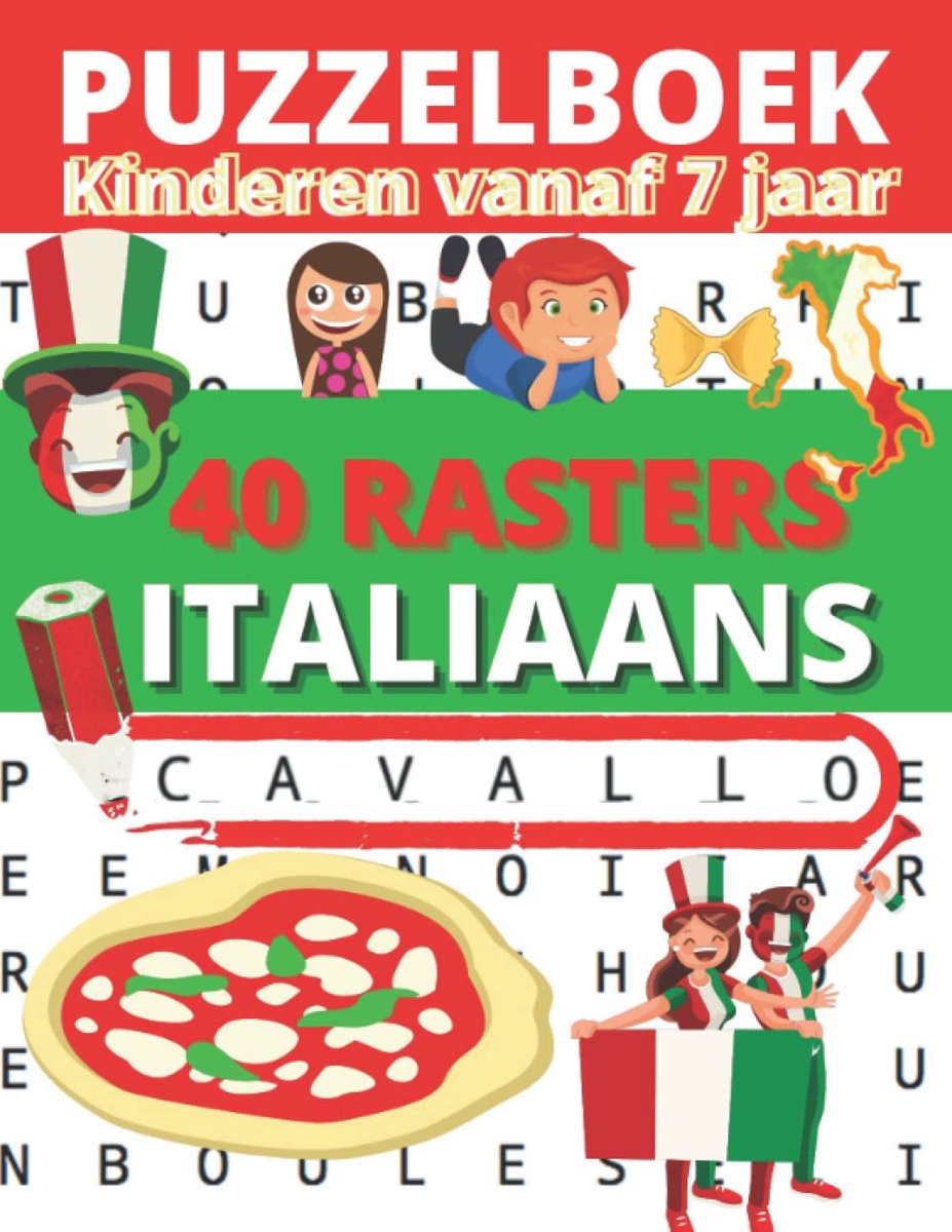 Puzzelboek Italiaans Leren - Woordspel Puzzels - Kinderen Leren Taal - 40 Puzzels Met Oplossingen - 50 Pagina's