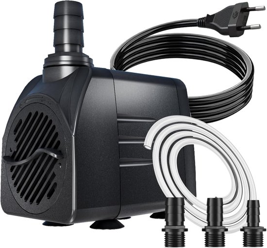 Fonteinpomp - Vijverpomp Waterpomp - Aquarium Vijver - Ultrastille Werking - 1500L/U - Zwart