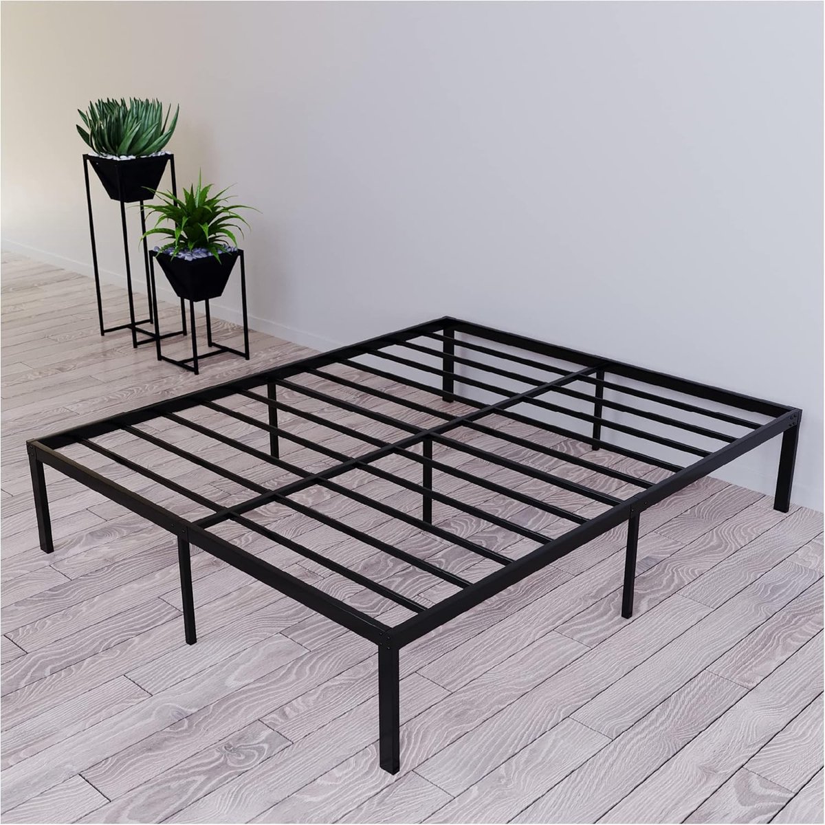 Metalen Onderstel voor Bed - Geschikt voor Matras 140x200 cm - Stevig en Ruim - Zwart Bedframe