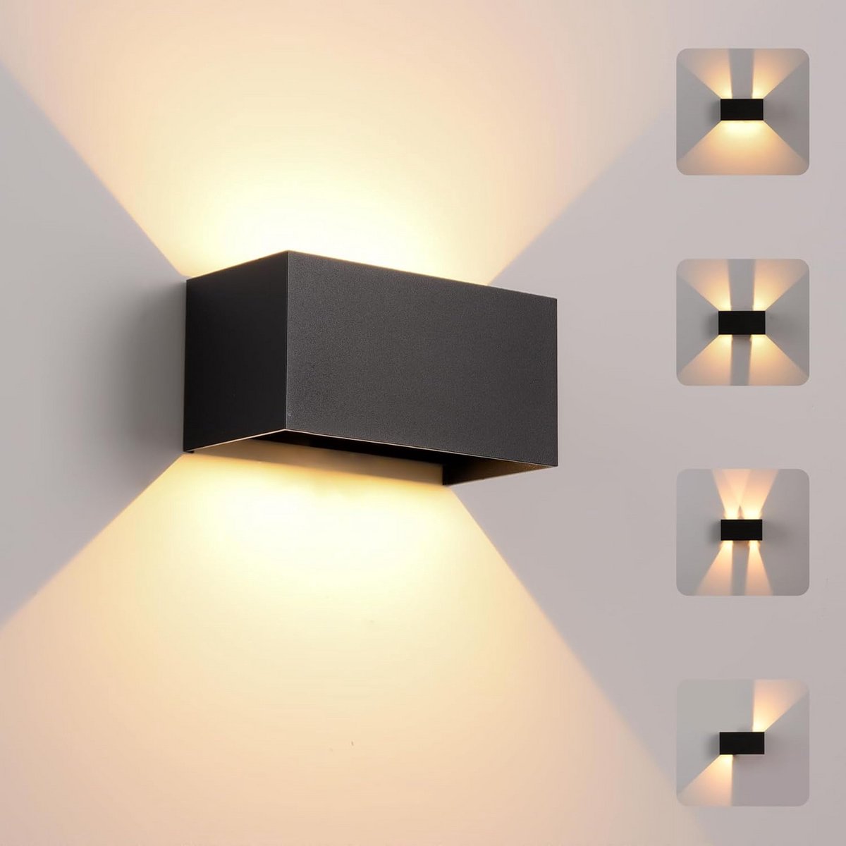 Moderne LED wandlamp binnen en buiten, 24W, warmwit, IP65 waterdicht, verstelbare straling