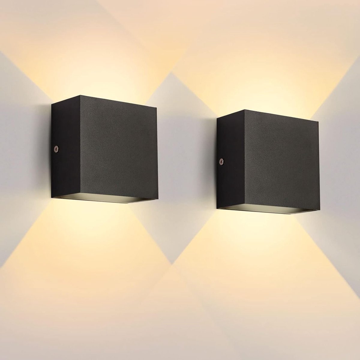 Binnenwandlamp 2 stuks 10 x 10 x 5 cm - Boven- en onder wandlampen - 10 W - Zwart - 3000 K warmwit - Garage