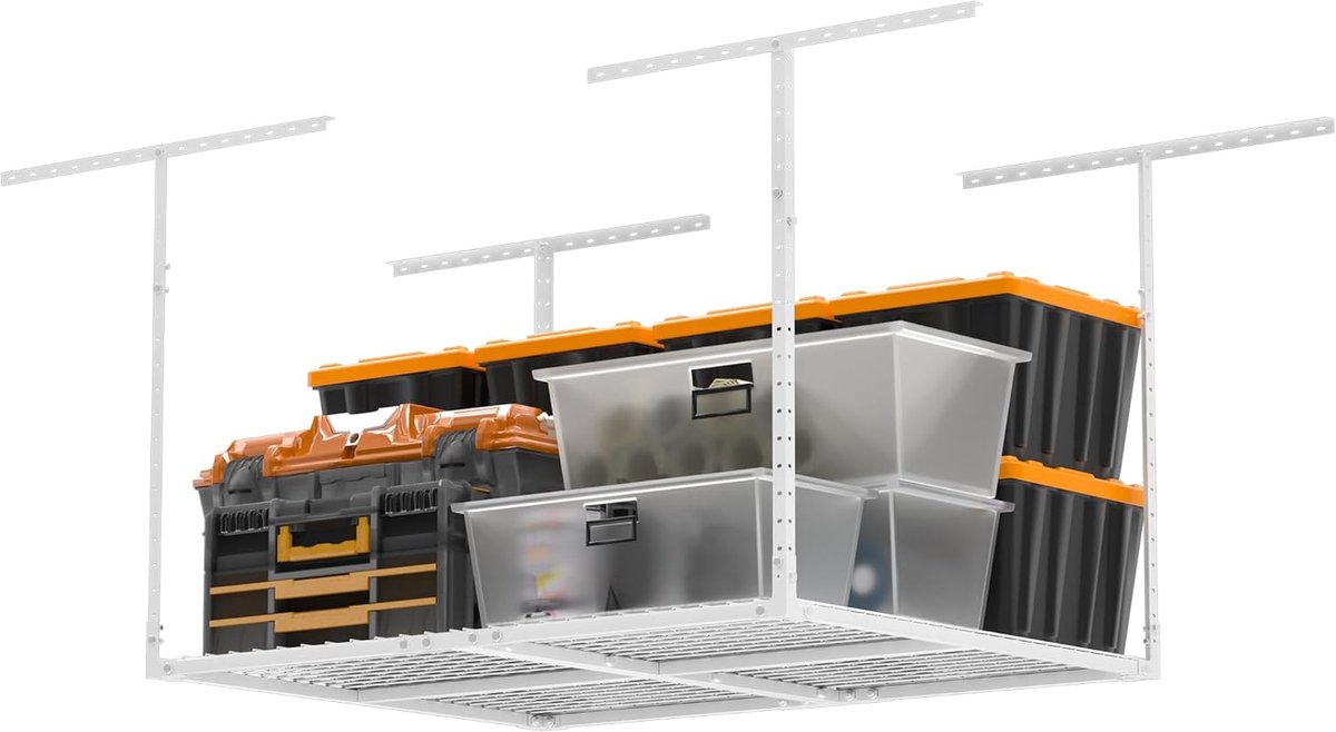 Verstelbare Garage Opslag Rack 8FT - Heavy Duty Plafond Rekken voor Efficiënte Opslag