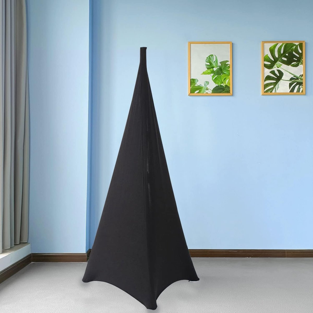 Rekbare Driezijdige Speaker Stand Cover voor Bruiloften en Evenementen - Zwart