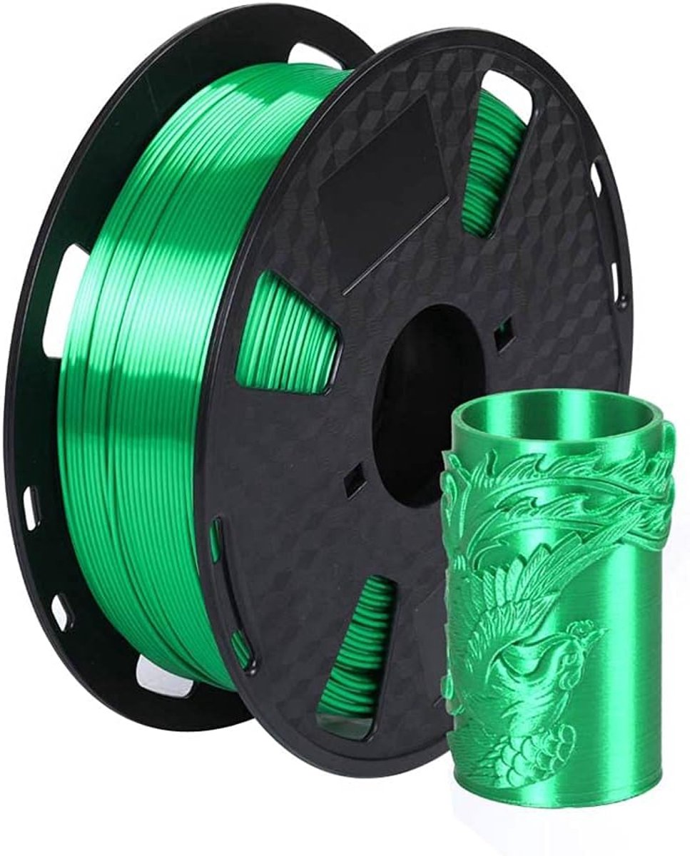 Silk Jade Green PLA Filament 1.75mm 1KG voor 3D Printers - Glanzend en Zacht