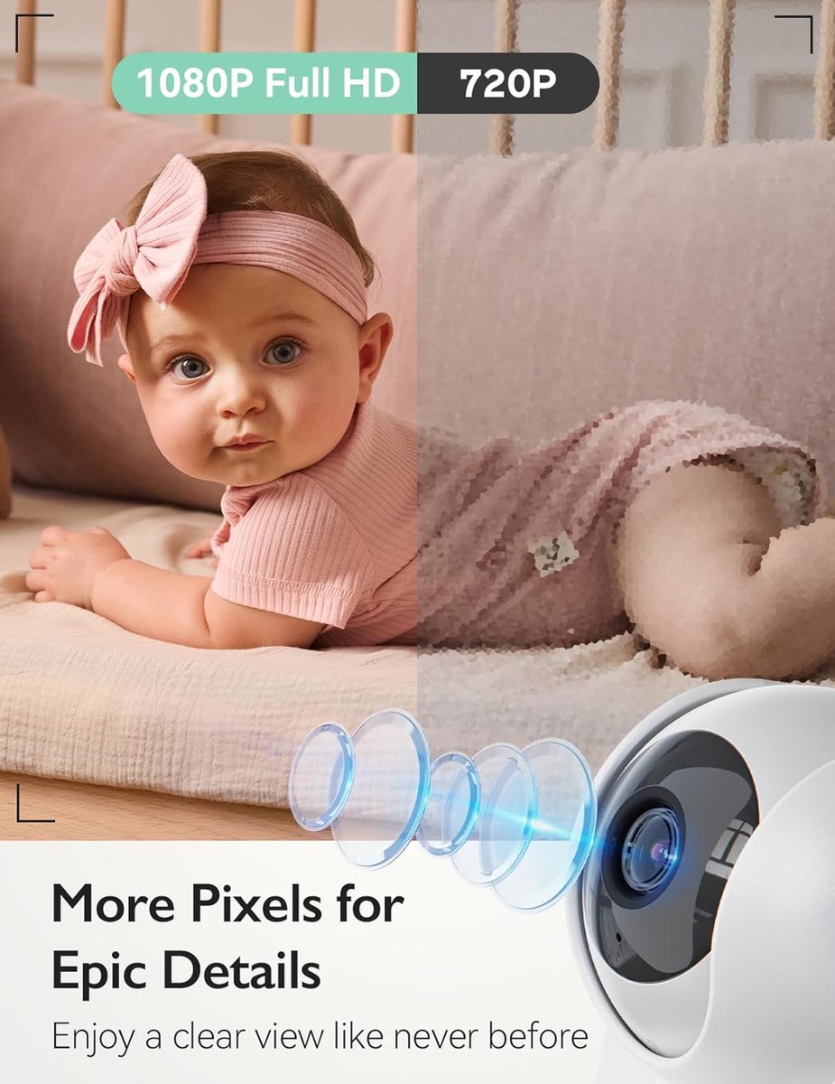Video Baby Monitor met 5.5 Inch 1080p Scherm - Nachtzicht, 2-Weg Audio en Tot 500 m Bereik – foto 3