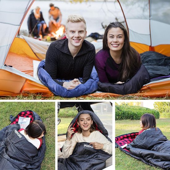XXL Slaapzak Katoenflanel voor Volwassenen - 3-4 Seizoenen, Ideaal voor Kamperen en Wandelen, 230x100 cm, Rood van Merkloos — afbeelding 4