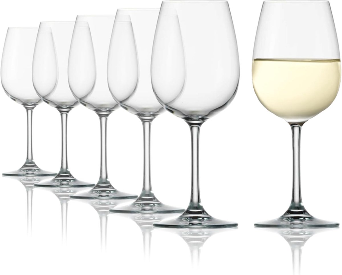 Set van 6 Elegante Witte Wijnglazen - 350 ml - Vaatwasserbestendig