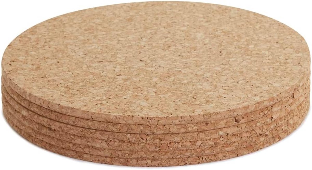 Set van 6 Kurk Placemats 200 x 200 mm - Duurzaam en Makkelijk Schoon te Maken