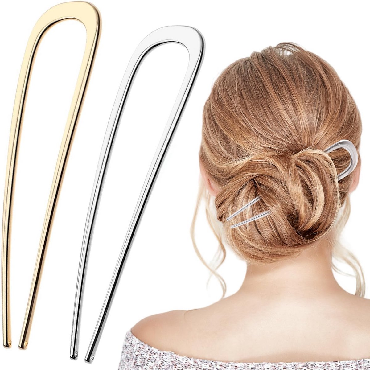 Franse Haarspelden - Metalen U-vormige Haarvorksticks voor Elegante Updo's