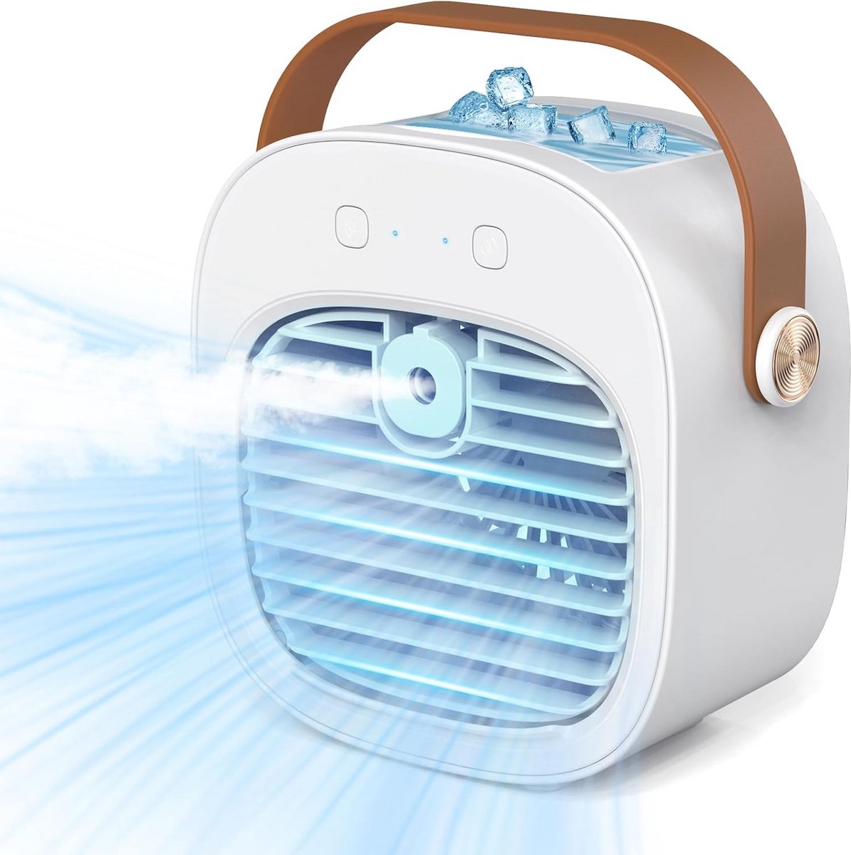 Draagbare airconditioner, 5200 mAh, oplaadbare persoonlijke luchtkoeler, 5-10 uur, stille bureaukoelventilator, mini-airconditionerventilator voor thuis, slaapkamer, reizen, kantoor, buiten, binnen