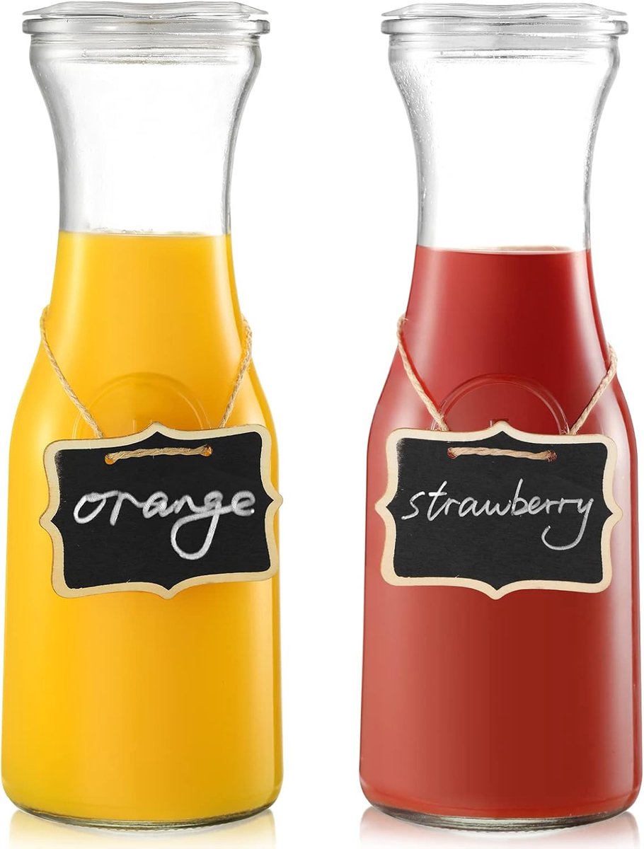 Set van 2 glazen caraf met deksels - Perfect voor brunch en koud dranken