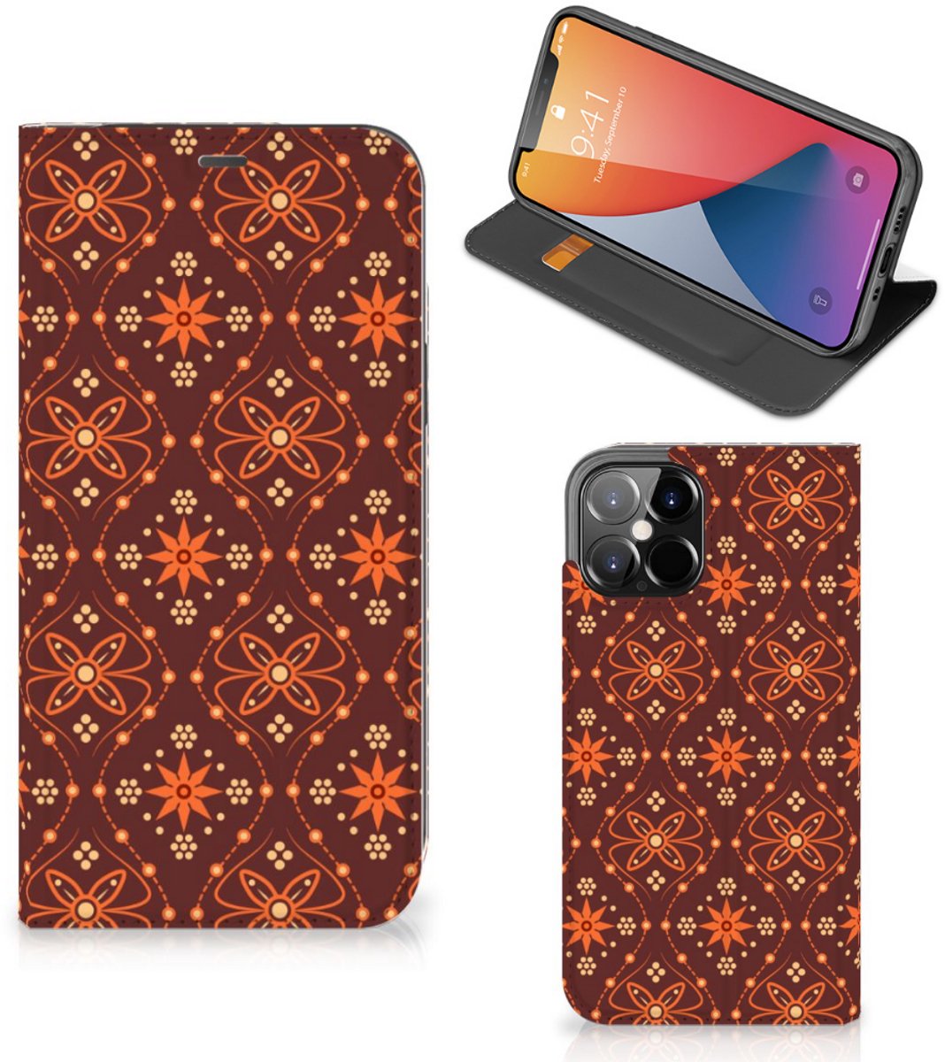 iPhone 12 Pro Max Hoesje met Magneet Batik Brown